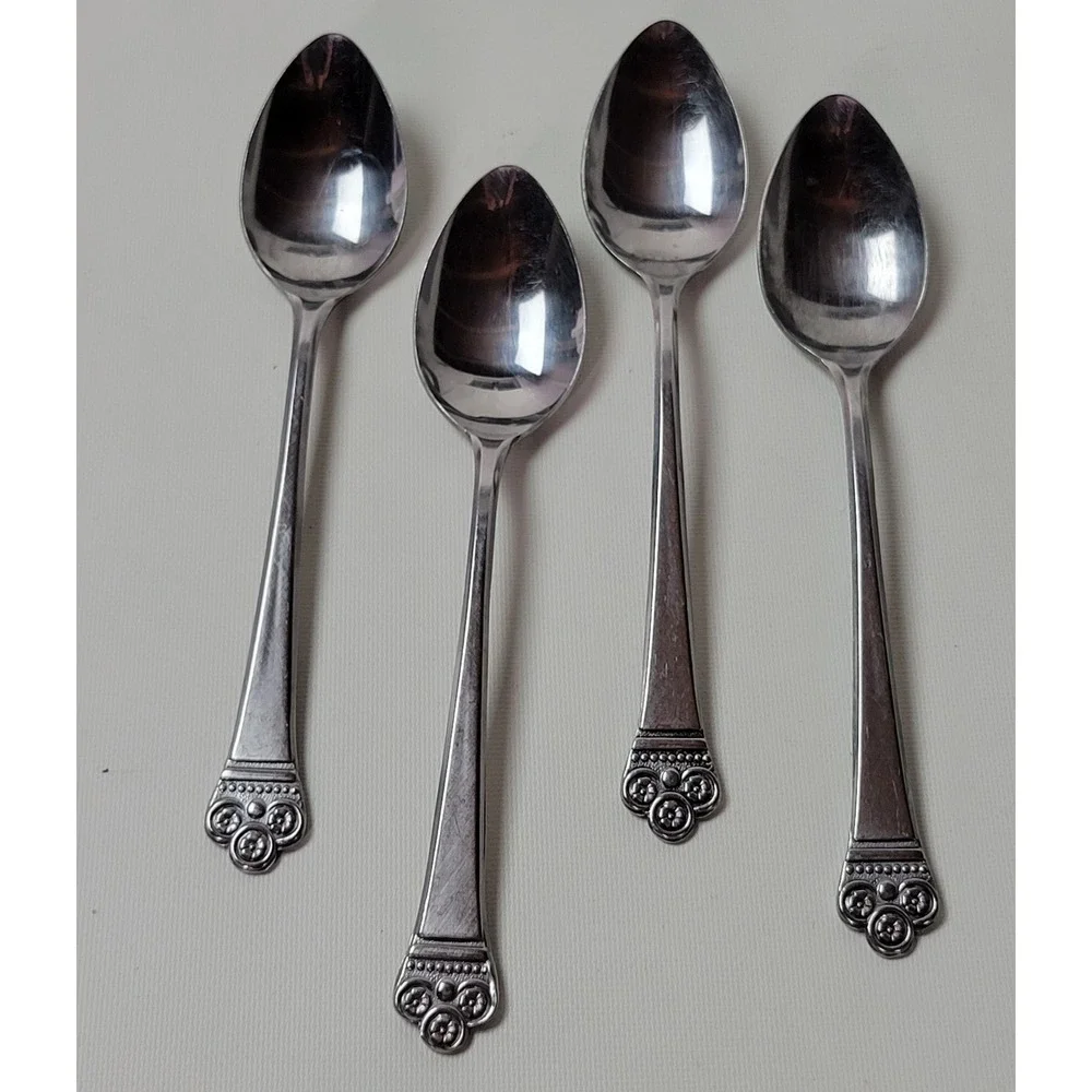 National Stainless Costa Mesa Teaspoons Set of 4 Japan Floral Scroll Vintage